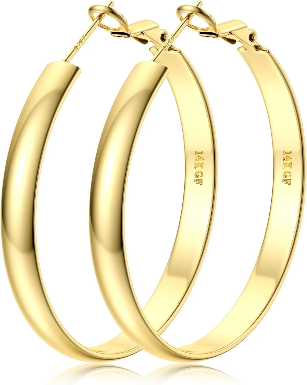 Bavsenic 14K Gold Hoop Earrings For Women,Large Gold Filled Hoops,Medium Hoop Earring,50mm/60mm/7... | Walmart (US)