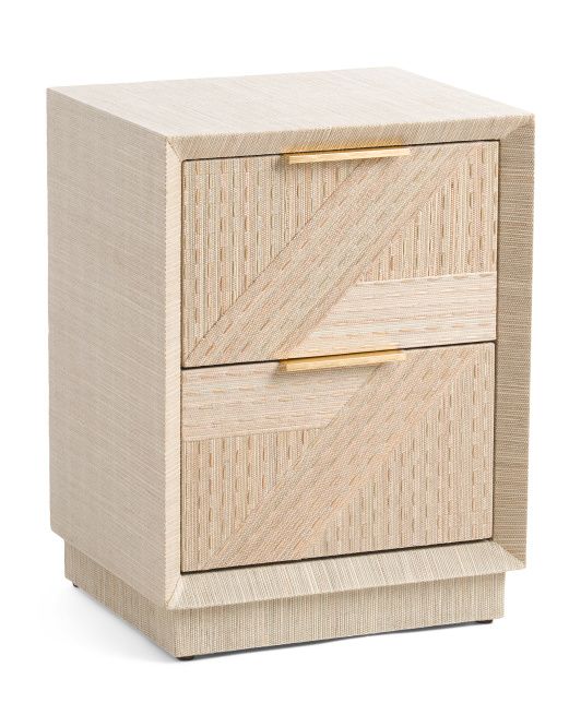 Woven Grasscloth 2 Drawer Side Table | TJ Maxx