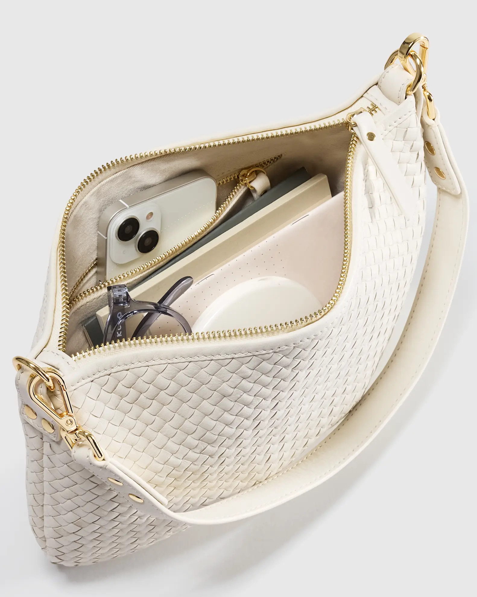 Italian Handwoven Leather Mini Shoulder Bag in Bone | Quince