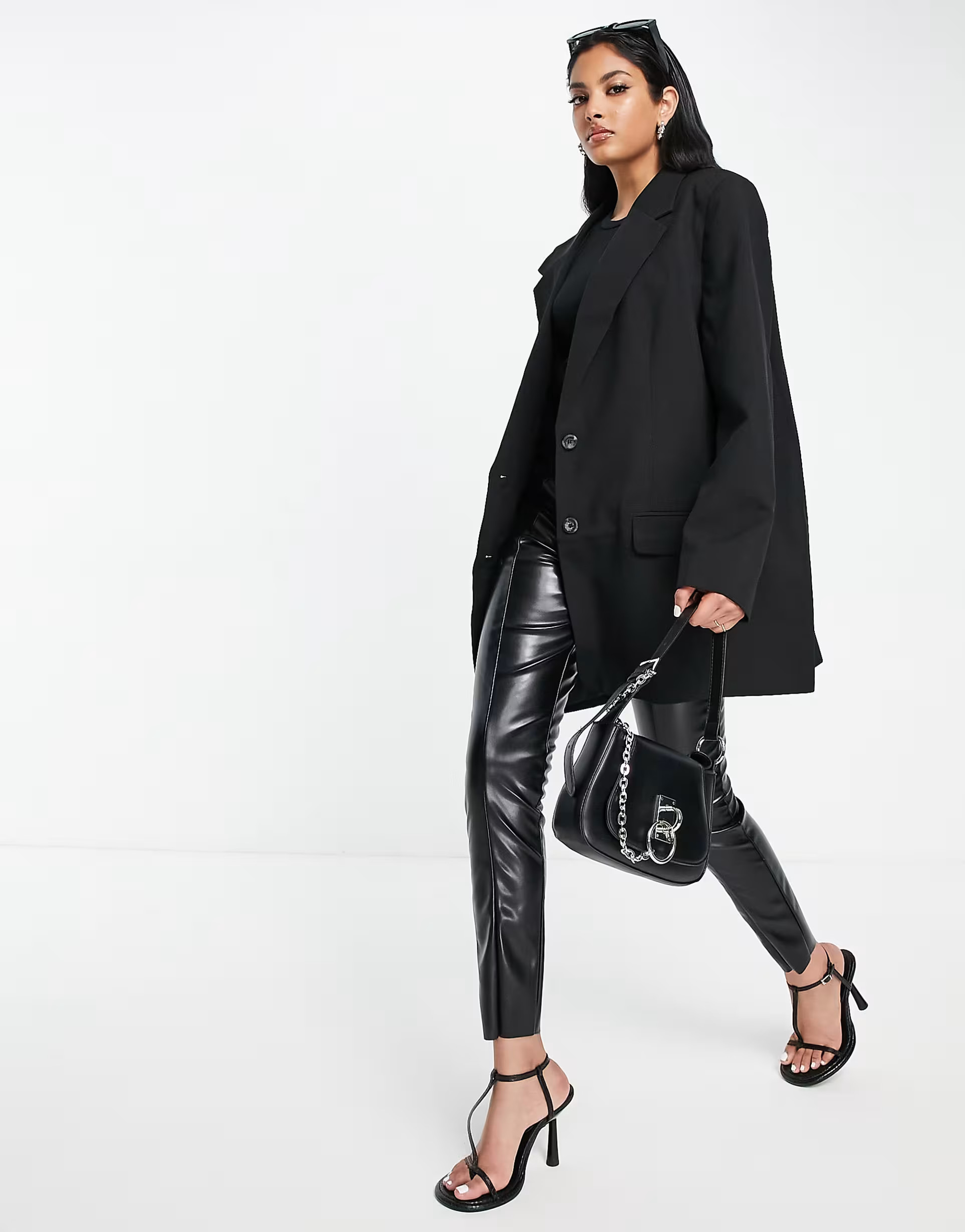 ASOS DESIGN boxy oversized grandad blazer in black | ASOS (Global)