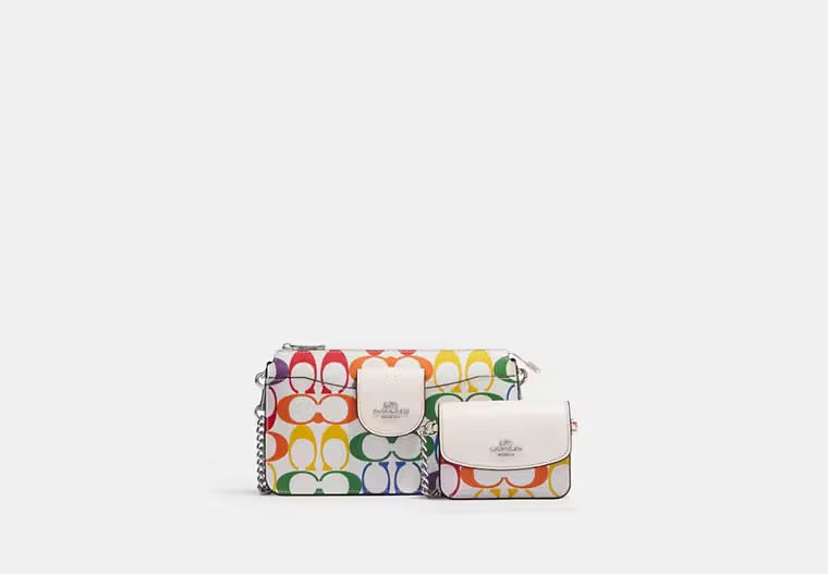 Poppy Crossbody With Card Case In Rainbow Signature Canvas | Coach Outlet