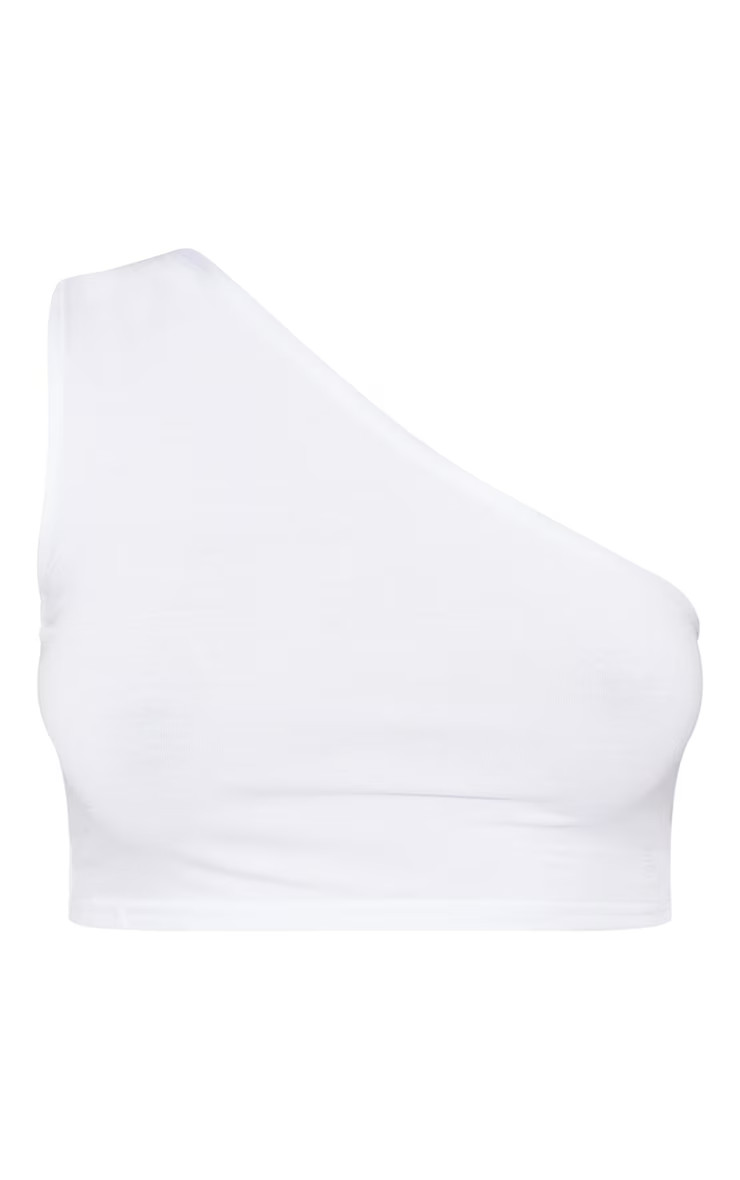 Basic White One Shoulder Jersey Crop Top | PrettyLittleThing US