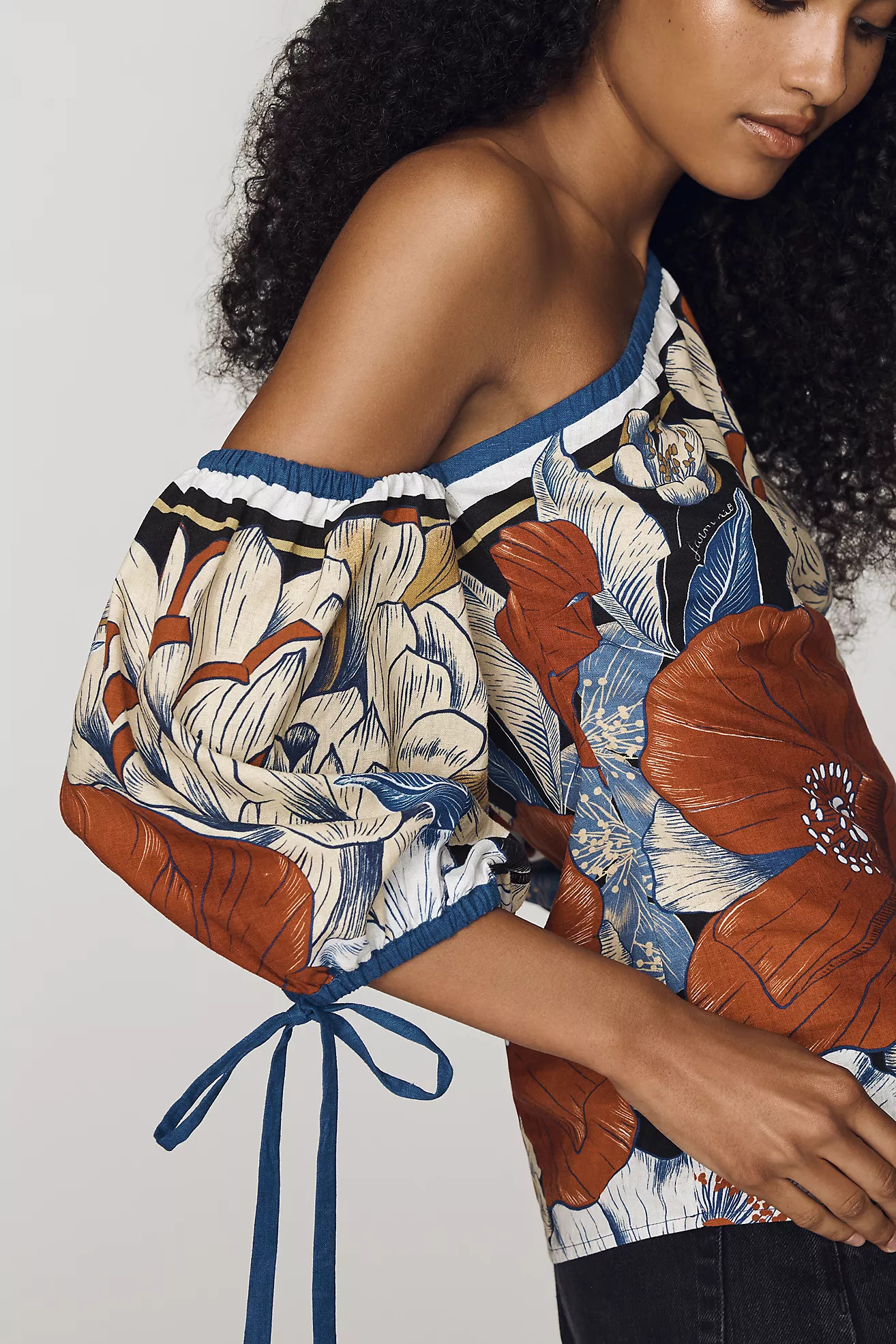 Farm Rio One-Shoulder Puff-Sleeve Blouse | Anthropologie (US)