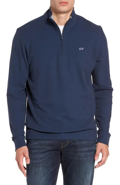 vineyard vines Reverse Oxford Quarter Zip Pullover | Nordstrom