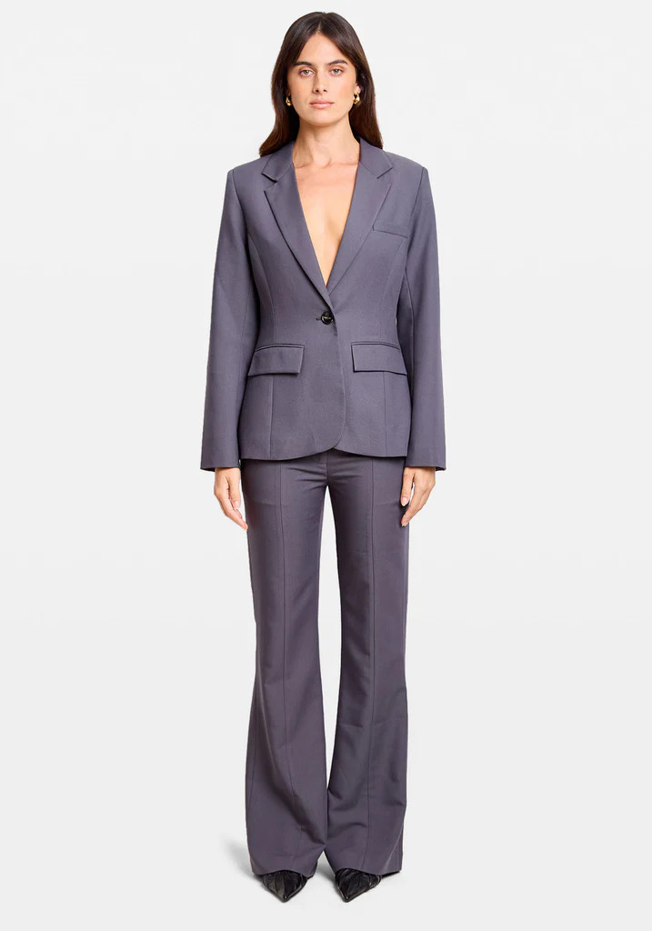 Cinched Waist Blazer Coal | Tuchuzy