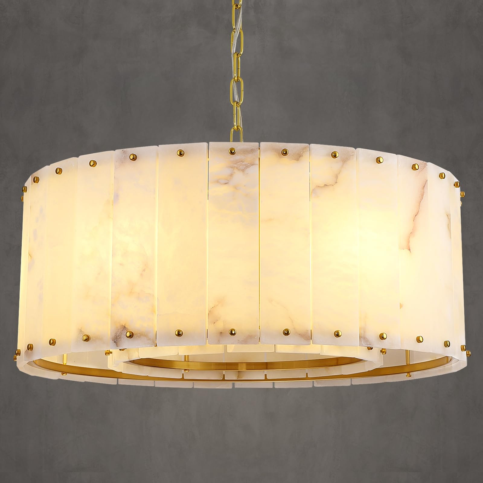 Alabaster Chandelier,D32in Marble Round Alabaster Chandeliers,Modern Brass Living Room Chandelier... | Amazon (US)