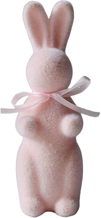 Ochine Easter Flocked Bunnies Figurine Easter Decorations, Flocked Easter Bunny Decor, Spring Tab... | Amazon (US)