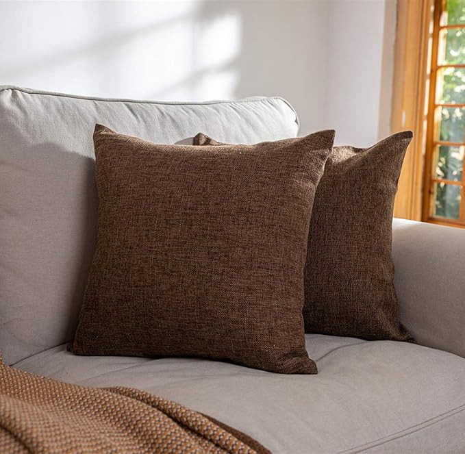 Solid Throw Pillow Covers Linen Decorative Square Pillow Cases Soft Cushion Covers 20x20 Inch for... | Amazon (US)