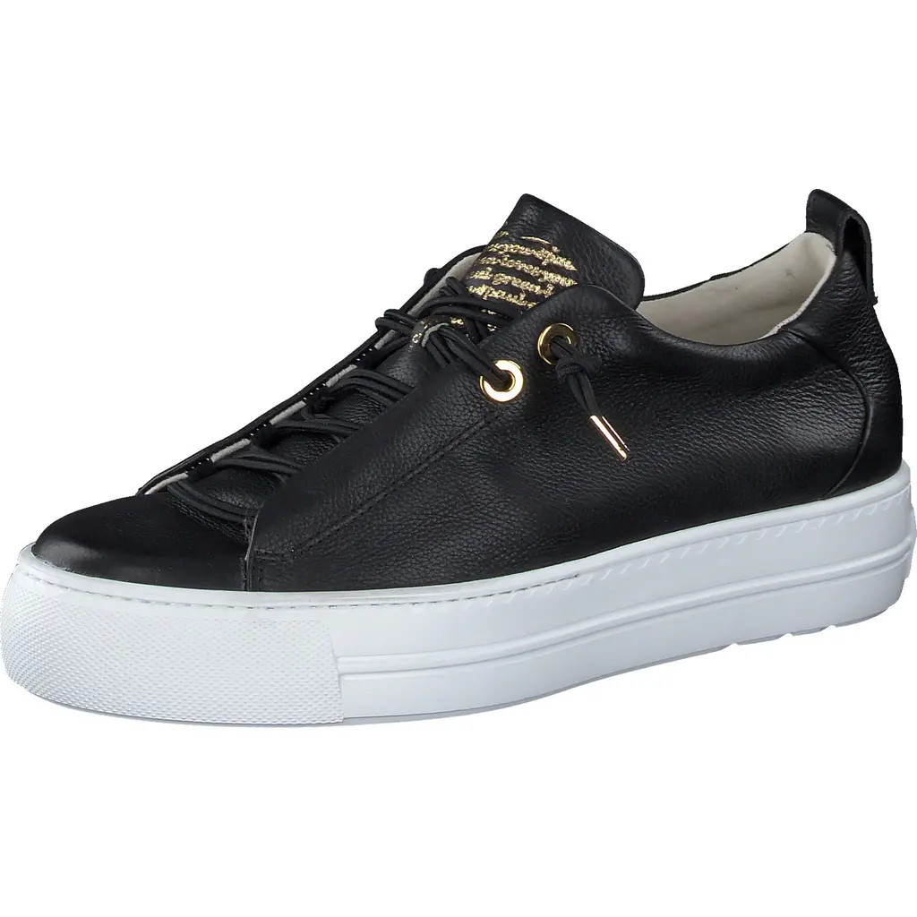 Paul Green Faye Sneaker in Black Gold Combo at Nordstrom, Size 6.5 | Nordstrom