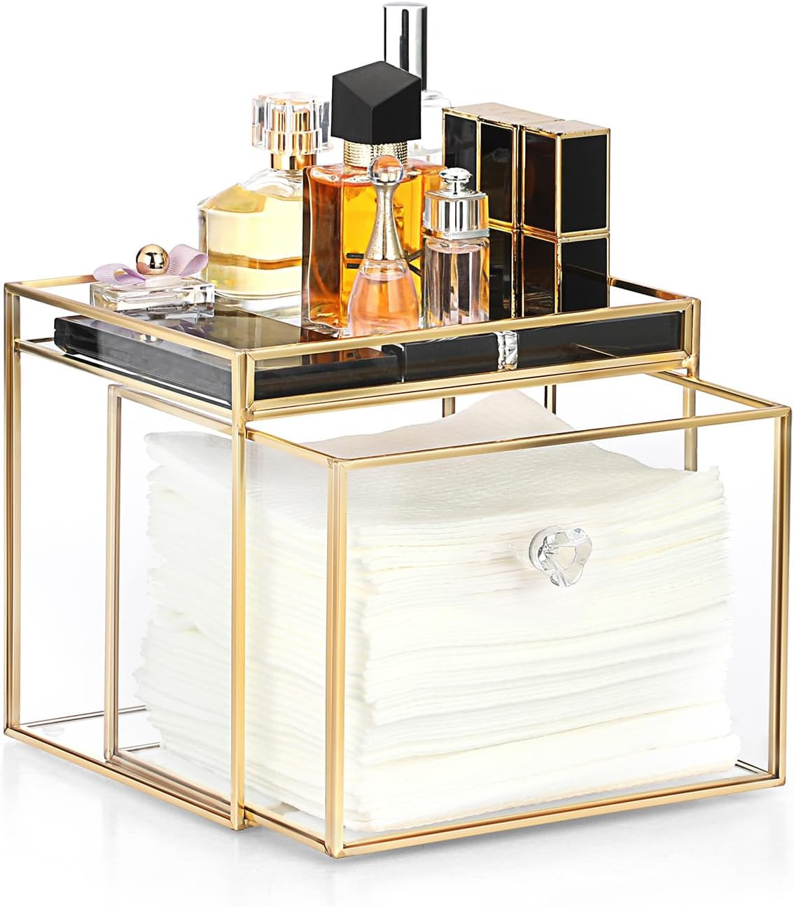 Sumnacon Disposable Face Towel Holder Glass Face Towel Storage Box with Drawer Compatible with Clean Skin Cluub Clean XL Makeup Box Organizer for Bathroom,Vanity Countertop | Amazon (US)