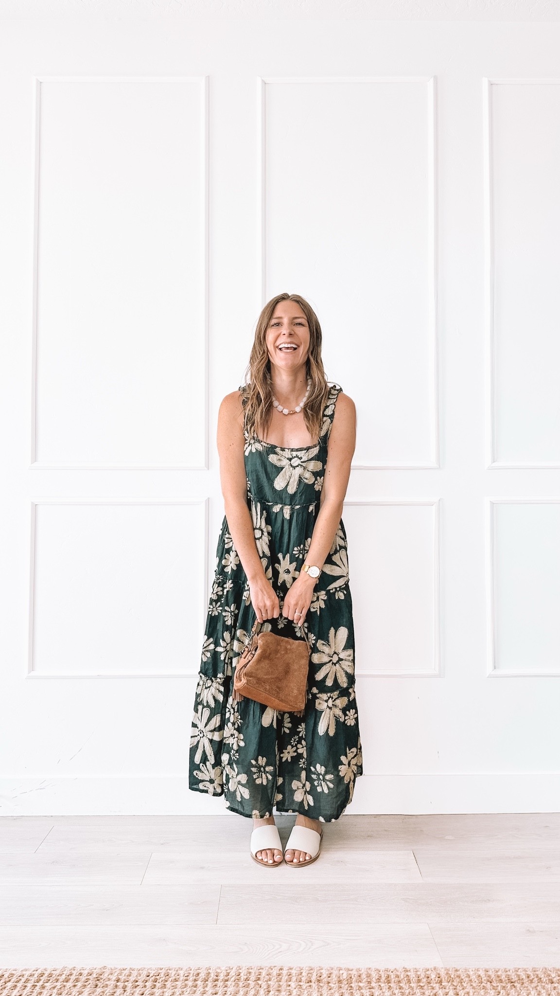 One and done dressing at its finest. This navy floral maxi is a single piece but the print and length make it feel special. For reference I am 5 feet 8 inches and it hits at a true maxi on me. I am in a medium and did not size up since it already fits oversized, so go true to size.

#LTKootd #LTKgrwm #LTKmomlife