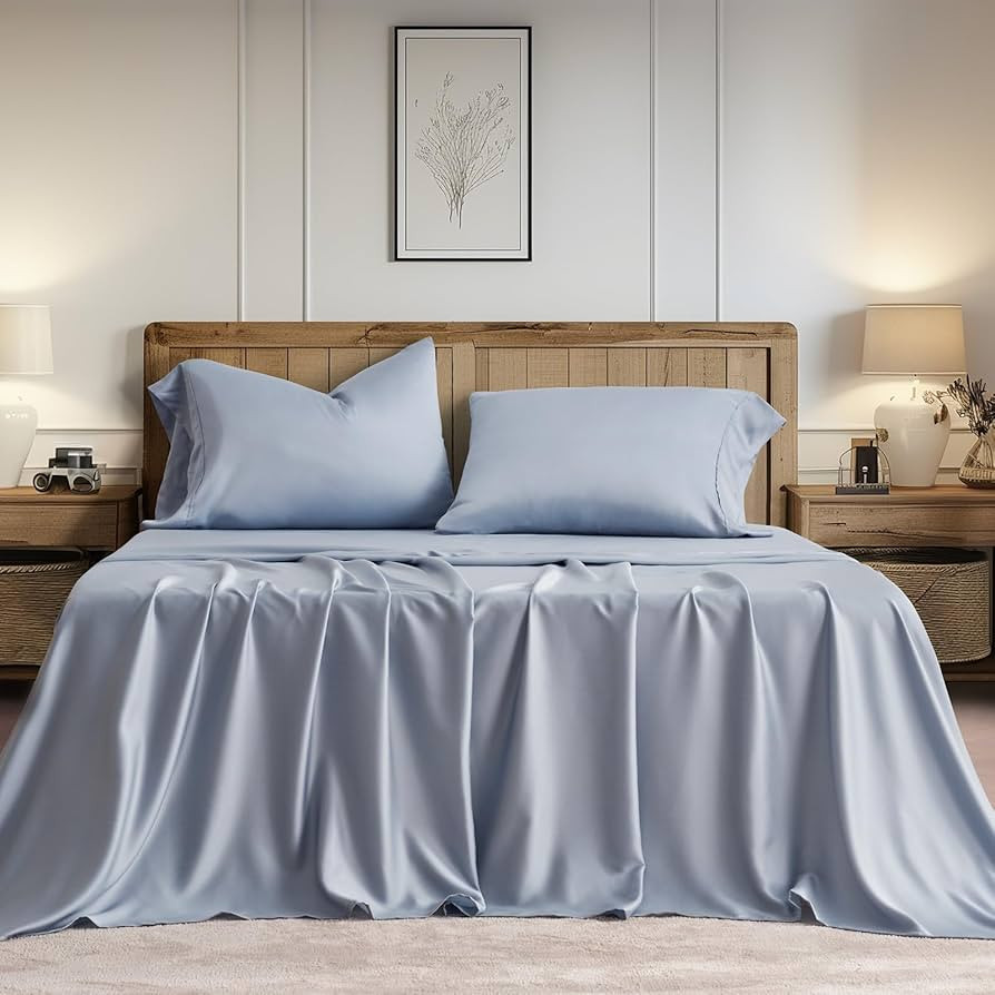 Tencel Sheet Set Queen Size 4 Pieces，Soft Cooling Bed Sheets for Hot Sleepers, Eucalyptus Lyoce... | Amazon (US)