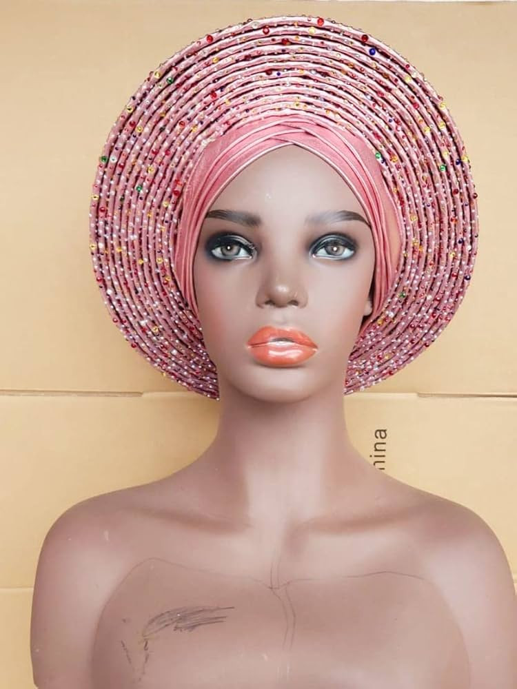 African Women Fashion Head Turban African Studded Turban African Nigerian Head Wraps Plain Auto G... | Amazon (US)