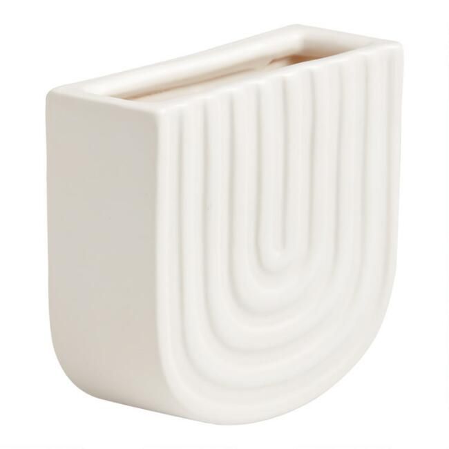 White Ceramic Rainbow Wall Mounted Planter | World Market