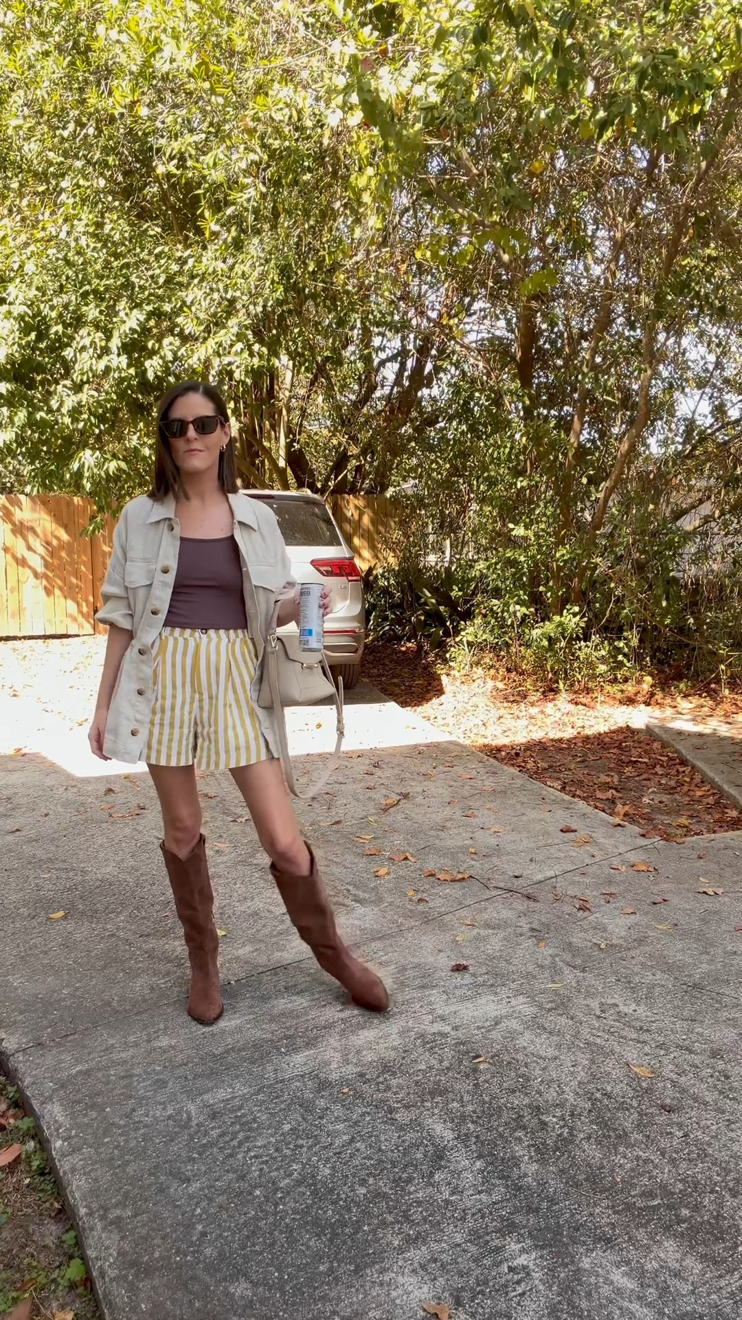 Jacket - Faherty, XS/S
Tank - Target, Small
Shorts - Boutique 
Boots - Dolce Vita 
Sunnies and Purse - Amazon 

#LTKFindsUnder100 #LTKFindsUnder50 #LTKStyleTip