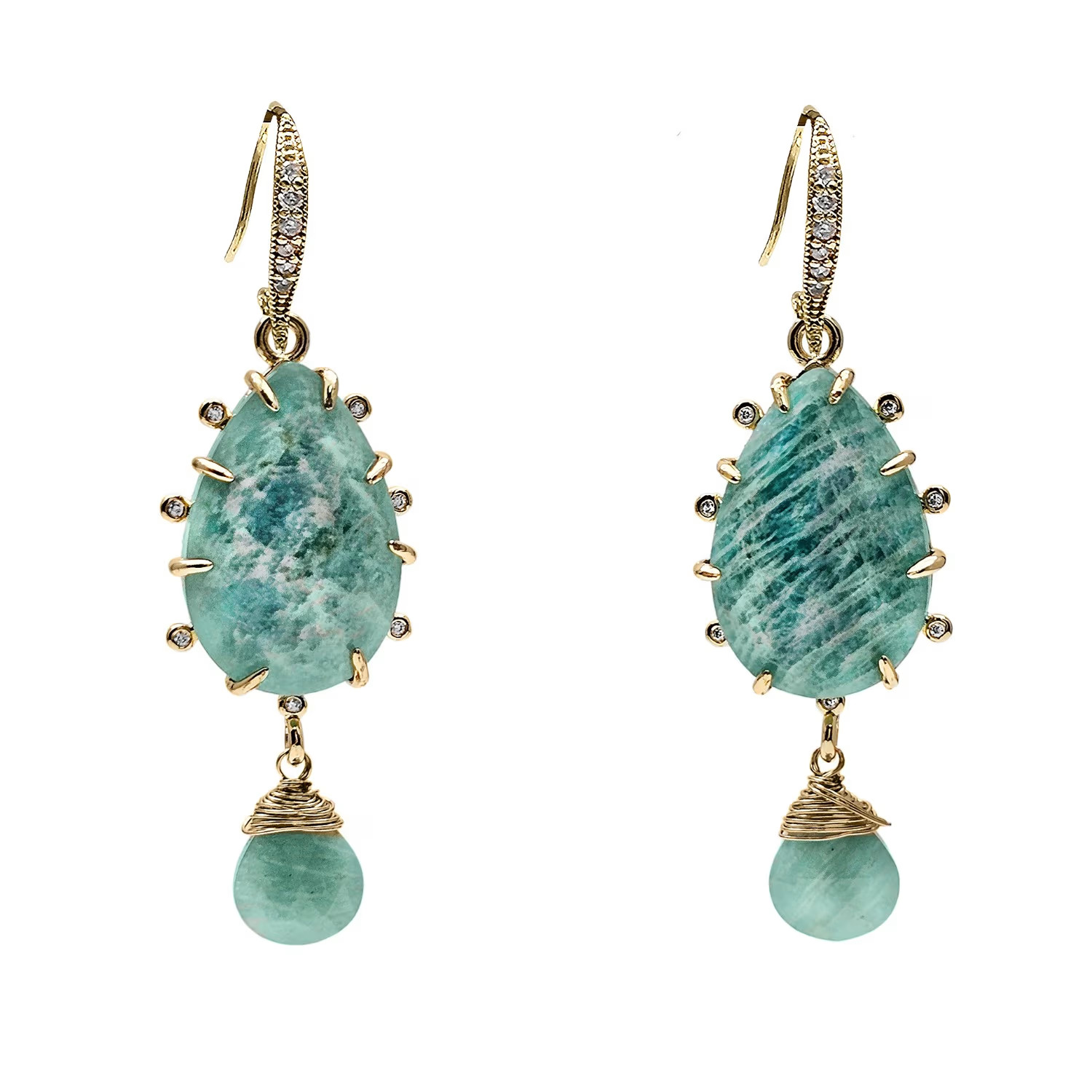 Teardrop Amazonite Dangle Earrings | Wolf & Badger