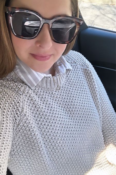 Classic neutrals today. Alice walk shirt and cotton sweater, Tuckernuck sunglasses  