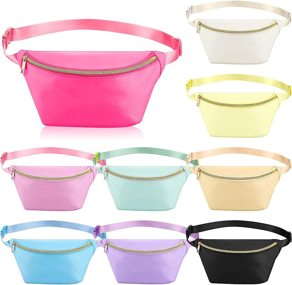Amylove 9 Pieces Fanny Packs Nylon Waist Bag Zipper Travel Running Bag with Adjustable Strap for ... | Amazon (US)