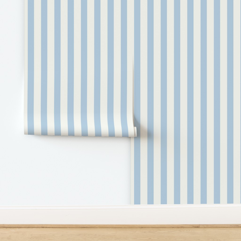 Wallpaper in Icy blue stripe on cream Mary Poppins Apron | Spoonflower