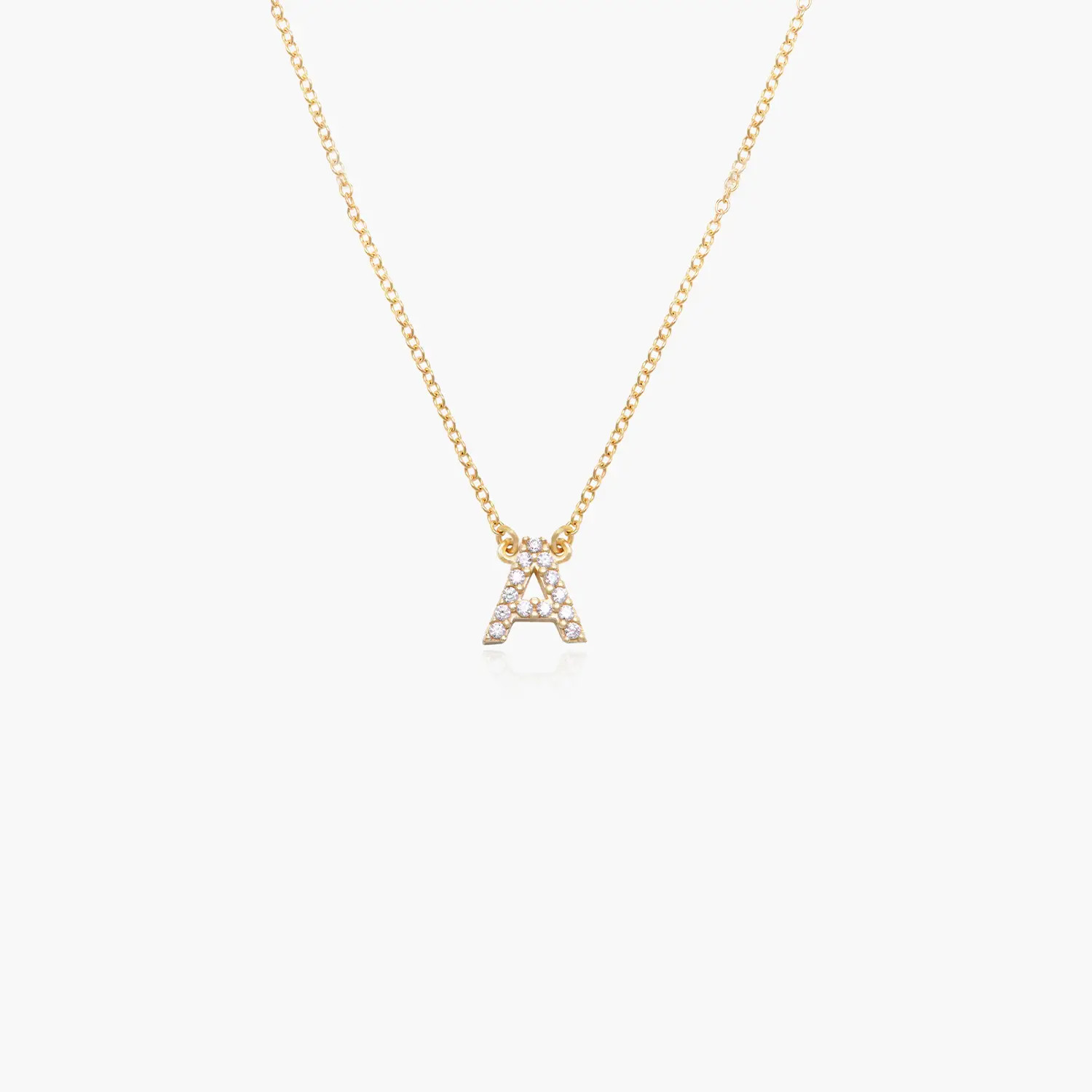 Zoe Cubic Zirconia Initial Necklace - 14k Solid Gold | Oak & Luna (US)