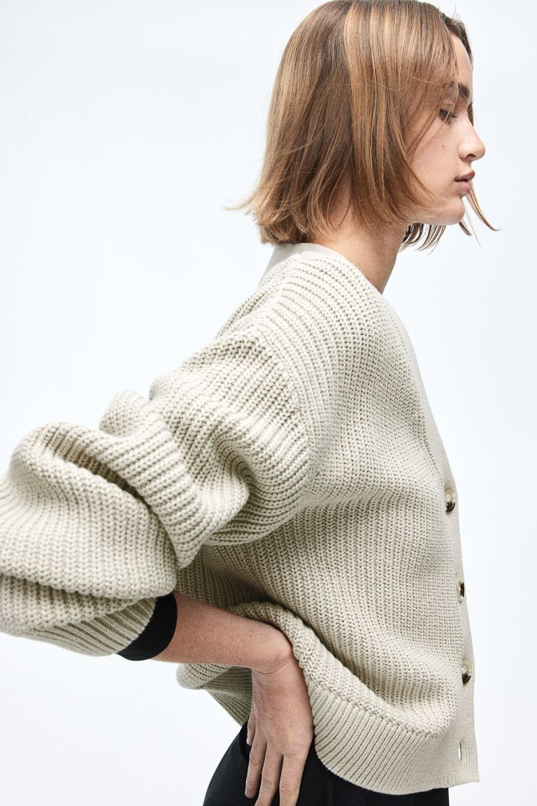 Rib-knit Cardigan - Light beige - Ladies | H&M US | H&M (US + CA)