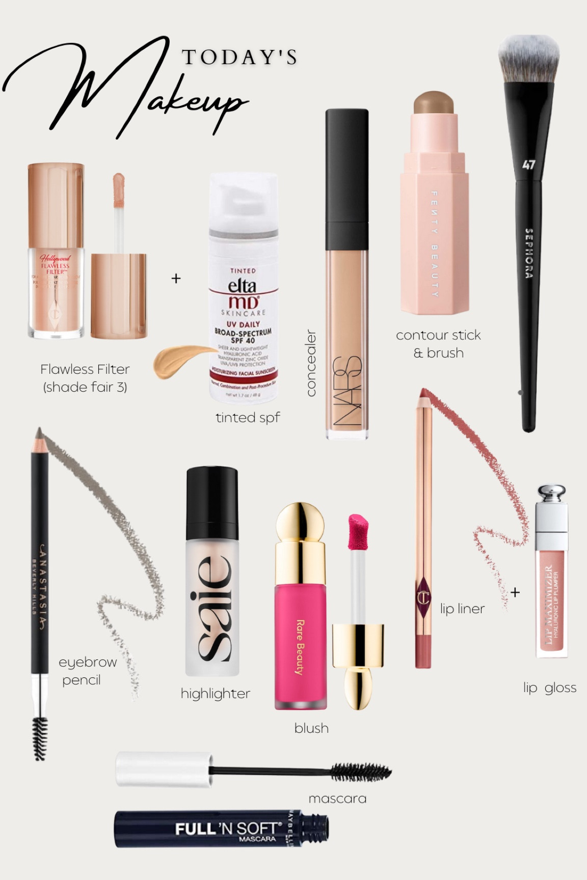 Todays makeup routine - the only ones not on sale/sold at Sephora is the Elta MD tinted spf and the mascara. Everything on sale! 

#LTKbeauty #LTKsalealert #LTKunder100