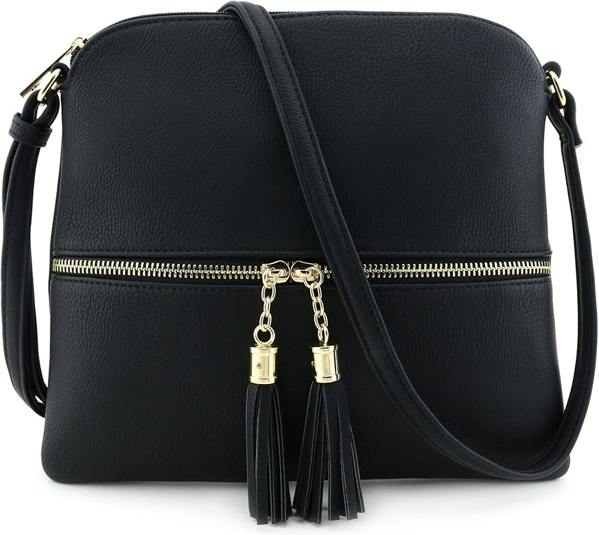 Lightweight Medium Crossbody Bag with Tassel | Amazon (US)
