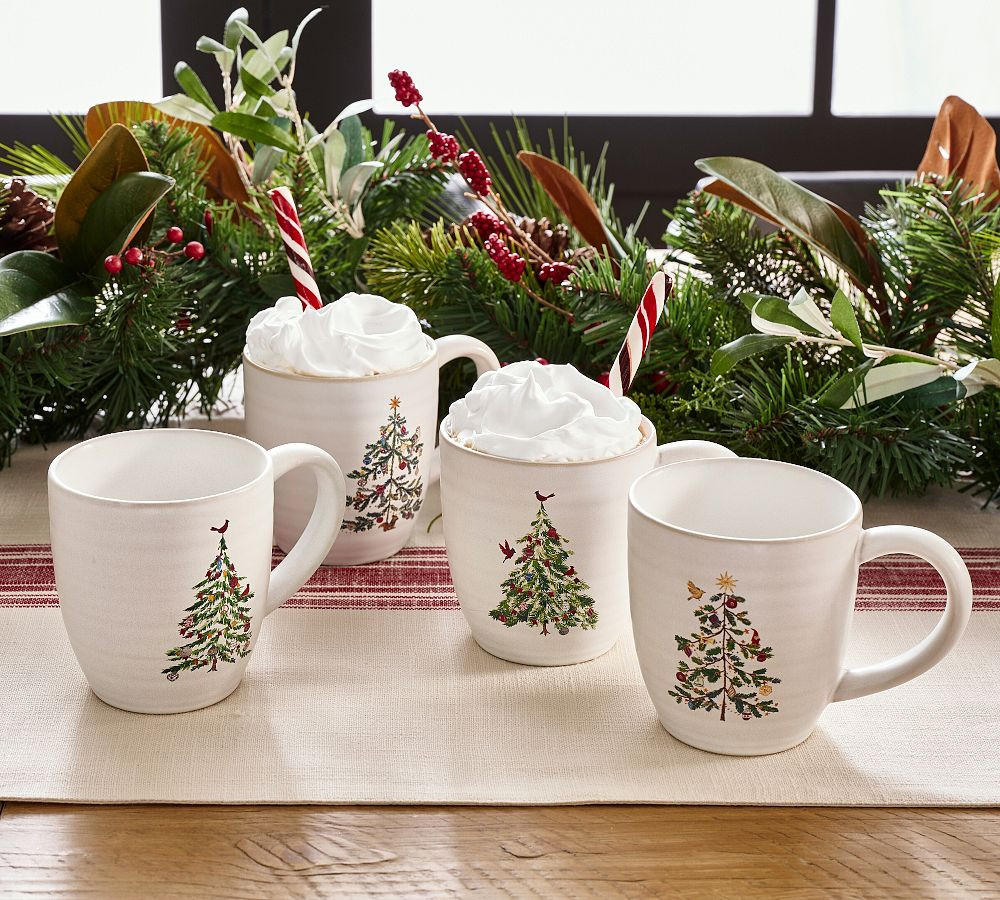 Christmas in the Country Stoneware Mugs - Set of 4 | Pottery Barn (US)