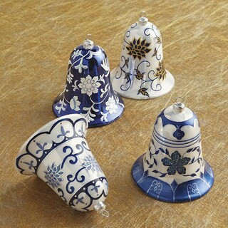 Floral Scroll Bell Ornaments, Set of Four | Frontgate | Frontgate