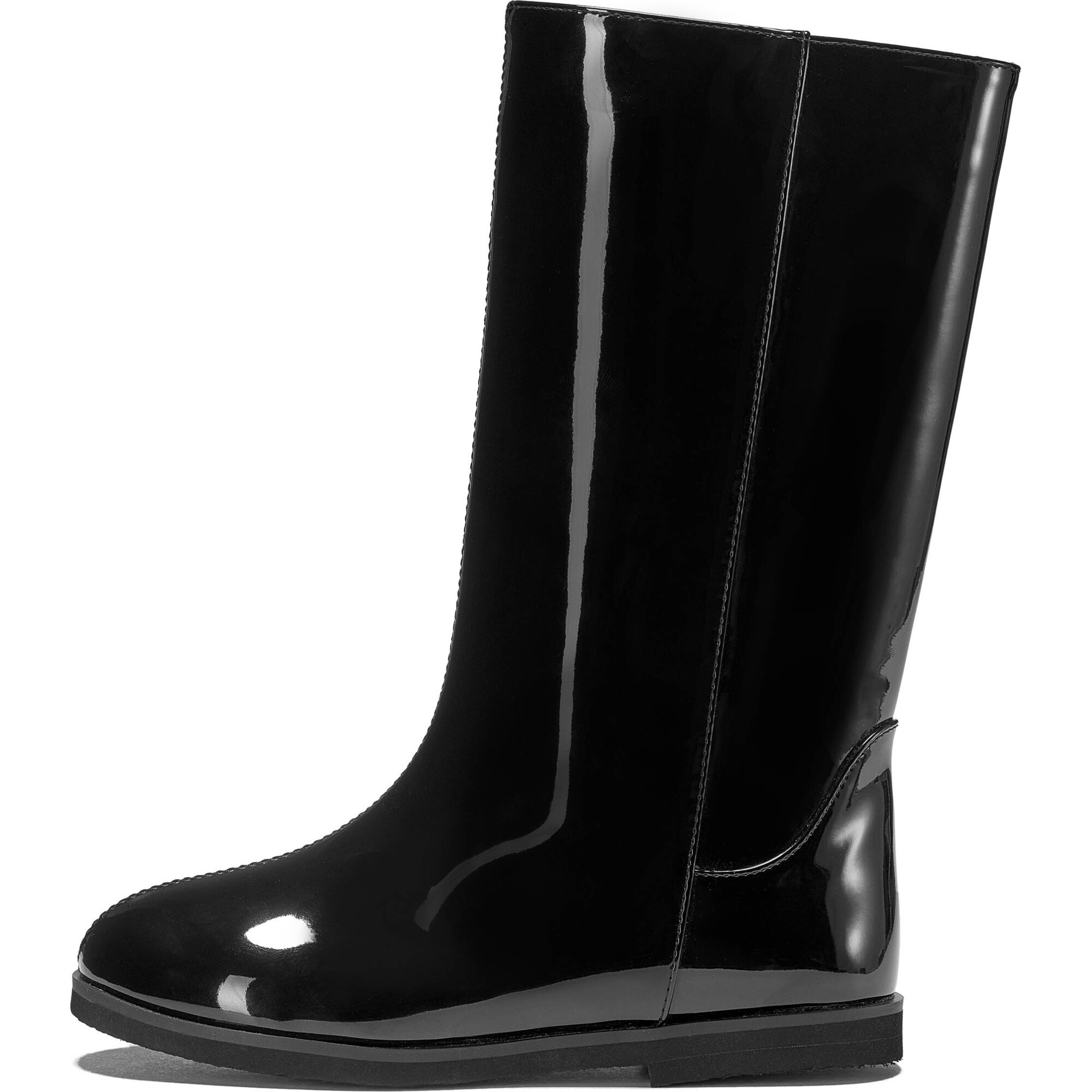 Ann PU Patent Leather High Boots, Black | Maisonette