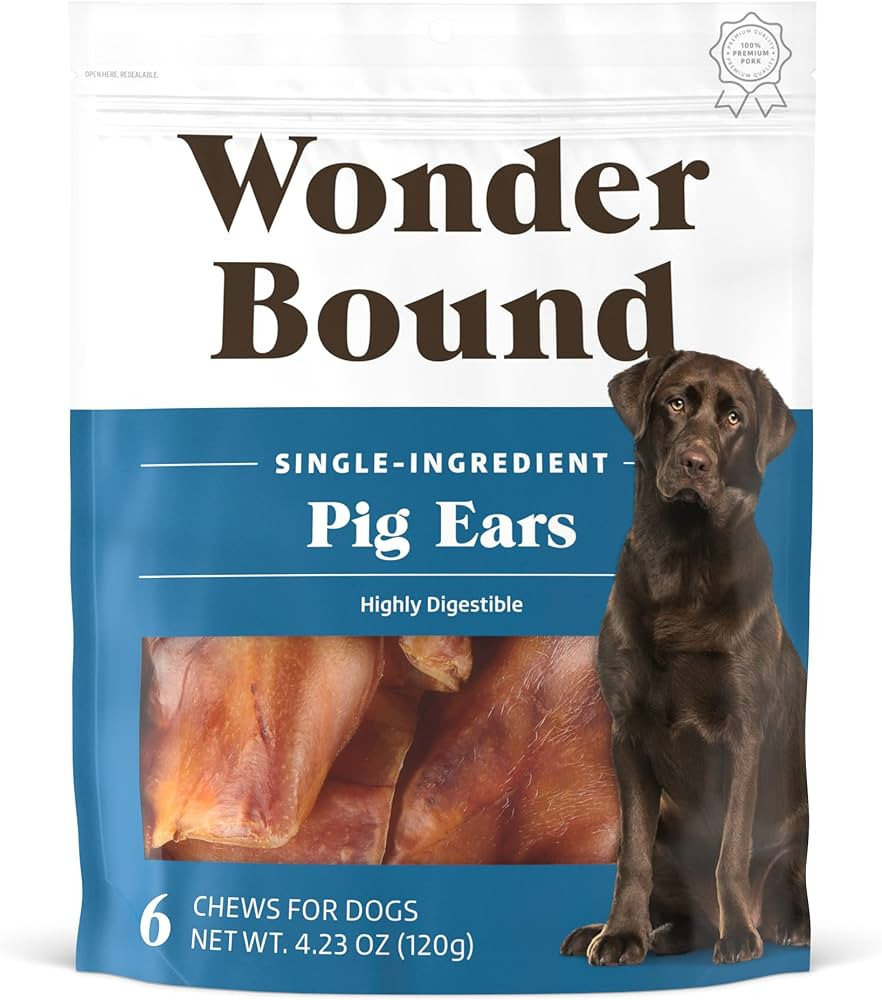Amazon Brand – Wonder Bound Whole Pig Ears Dog Treats, Pork, Pack of 6 | Amazon (US)