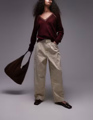 Topshop smart cargo trouser in beige | ASOS (Global)