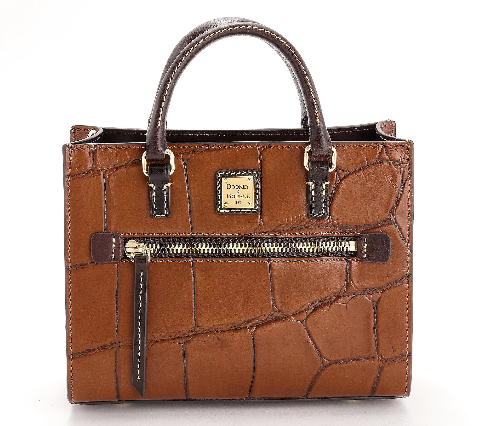 As Is Dooney & Bourke Leather Croco Janine Mini ZipSatchel | QVC