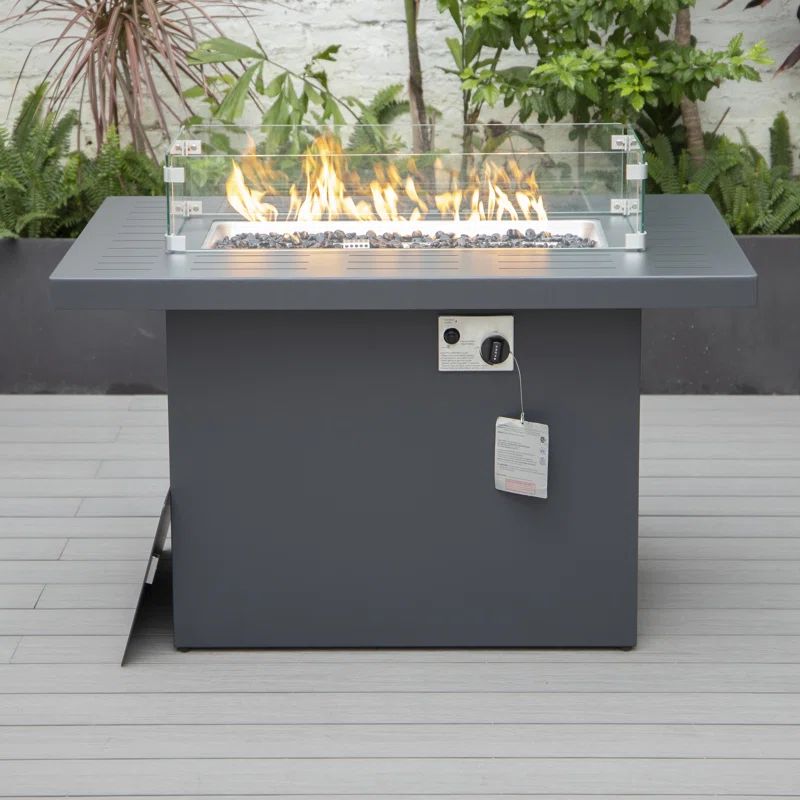 Chelsea 31'' H x 44'' W Aluminum Propane Outdoor Fire Pit Table with Lid | Wayfair North America