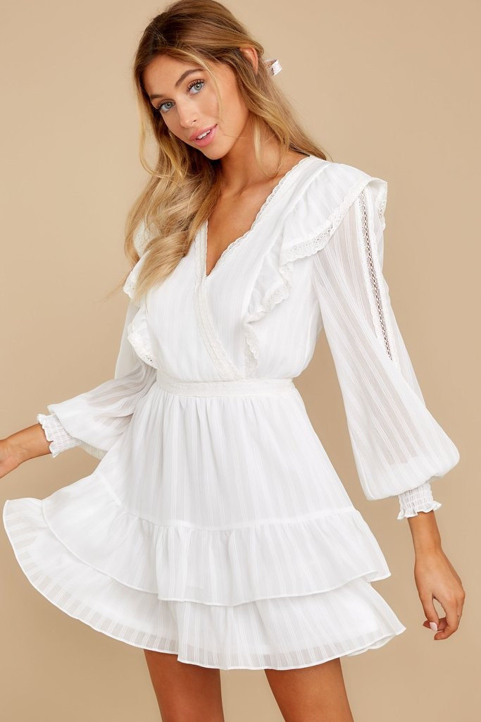 Give Me A Sign White Lace Dress | Red Dress 