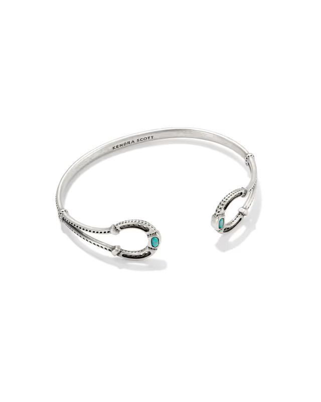 Noble Vintage Silver Horseshoe Cuff Bracelet in Variegated Dark Teal Magnesite | Kendra Scott