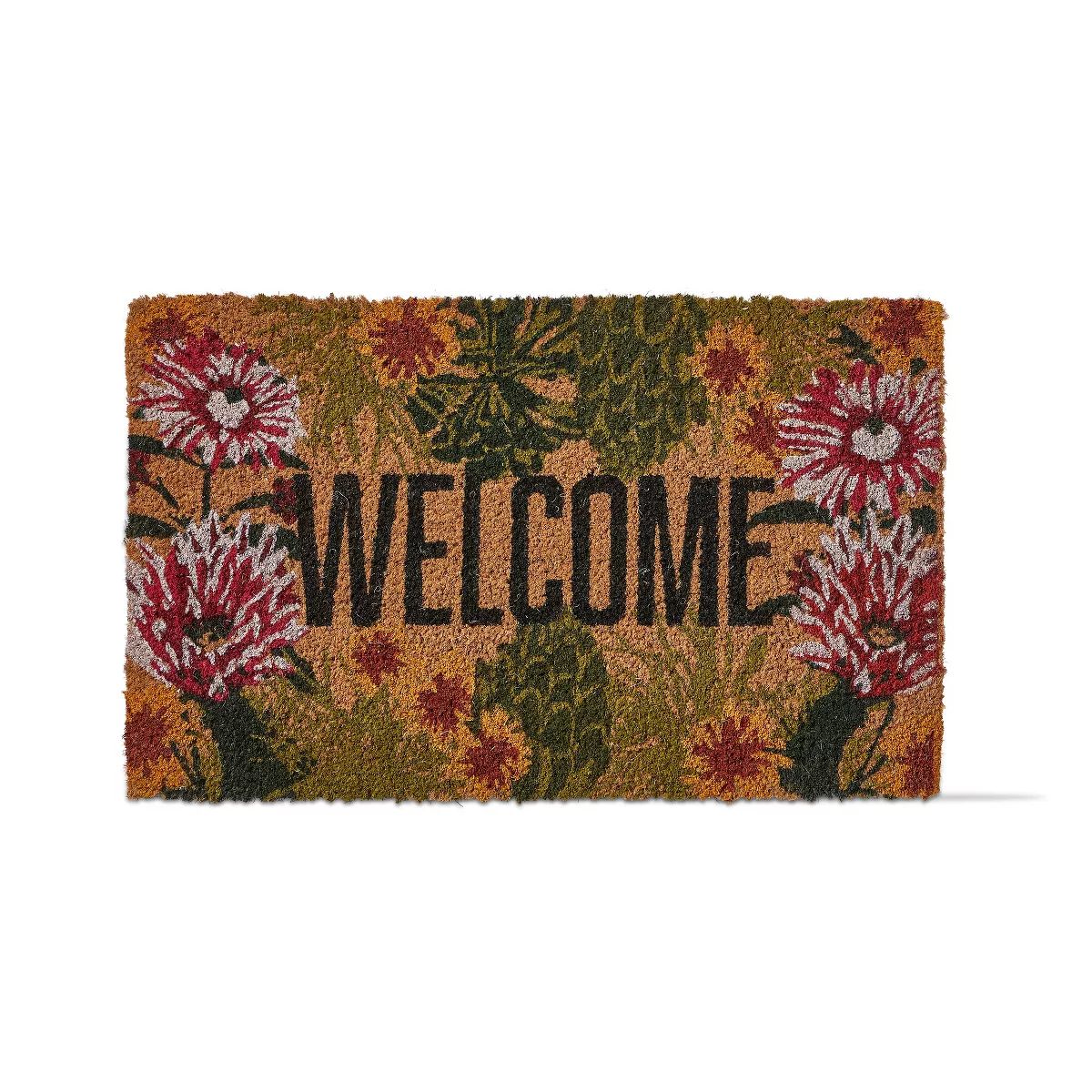 tagltd 1'6"x2'6" Welcome Sentiment Floral Eden Garden Coir Mat Rectangle Indoor Outdoor Coir Door... | Target