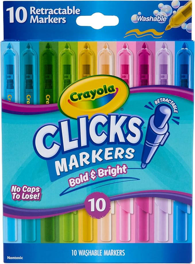 Crayola Clicks Retractable Markers - Bold (10ct), Stocking Stuffers for Kids & Toddlers, Christma... | Amazon (US)