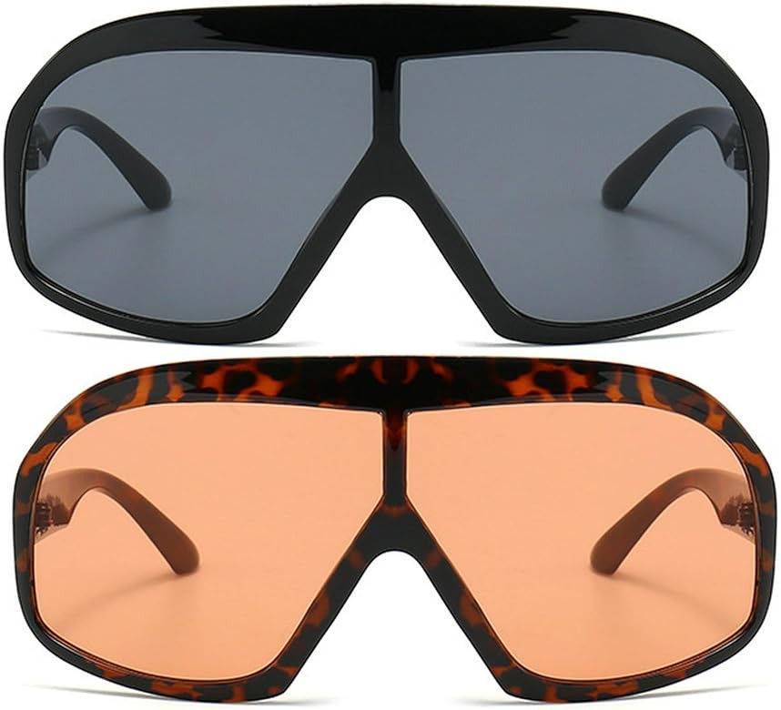 Fashion Oversized Square Women Sunglasses Vintage Punk Men Outdoor Eyewear Shades UV400 Orange Pu... | Amazon (US)