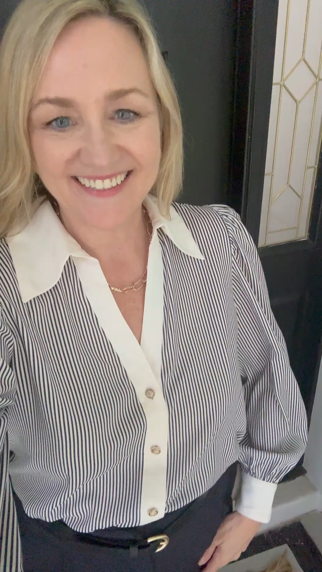 Love the details of the collar, cuff and buttons on this blouse.  Work outfit

#LTKootd #LTKdayinmylife #LTKWorkwear