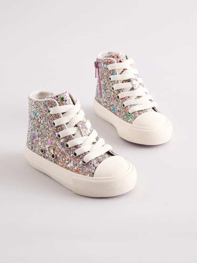 Multi Glitter Standard Fit (F) High Top Trainers | Next US