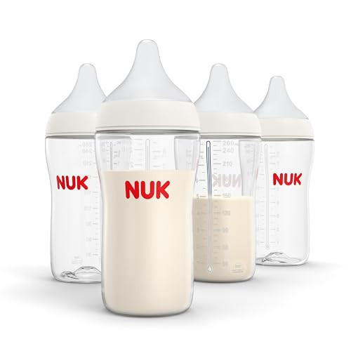 NUK Perfect Match 2-in-1 Natural and Anti-Colic Bottle with Medium Flow, Wide, Adaptable Nipple, 8oz., 4 Pack, BPA Free | Amazon (US)