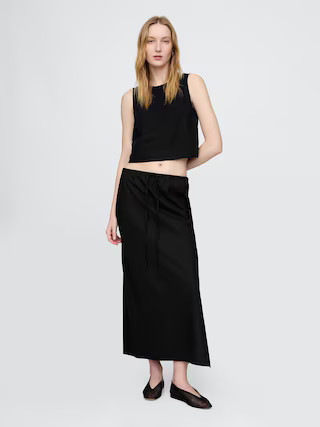 Linen-Blend Midi Skirt | Gap (US)