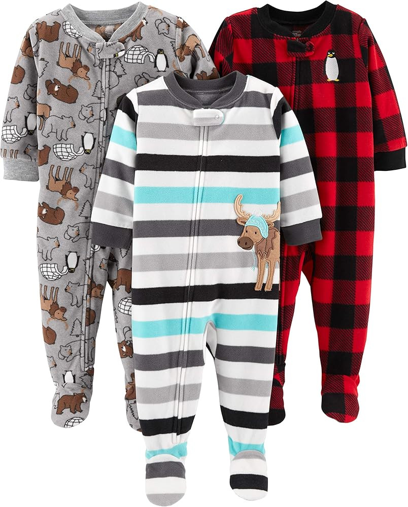 Simple Joys by Carter's Toddlers and Baby Boys' Loose-Fit Flame Resistant Fleece Footed Pajamas, ... | Amazon (US)