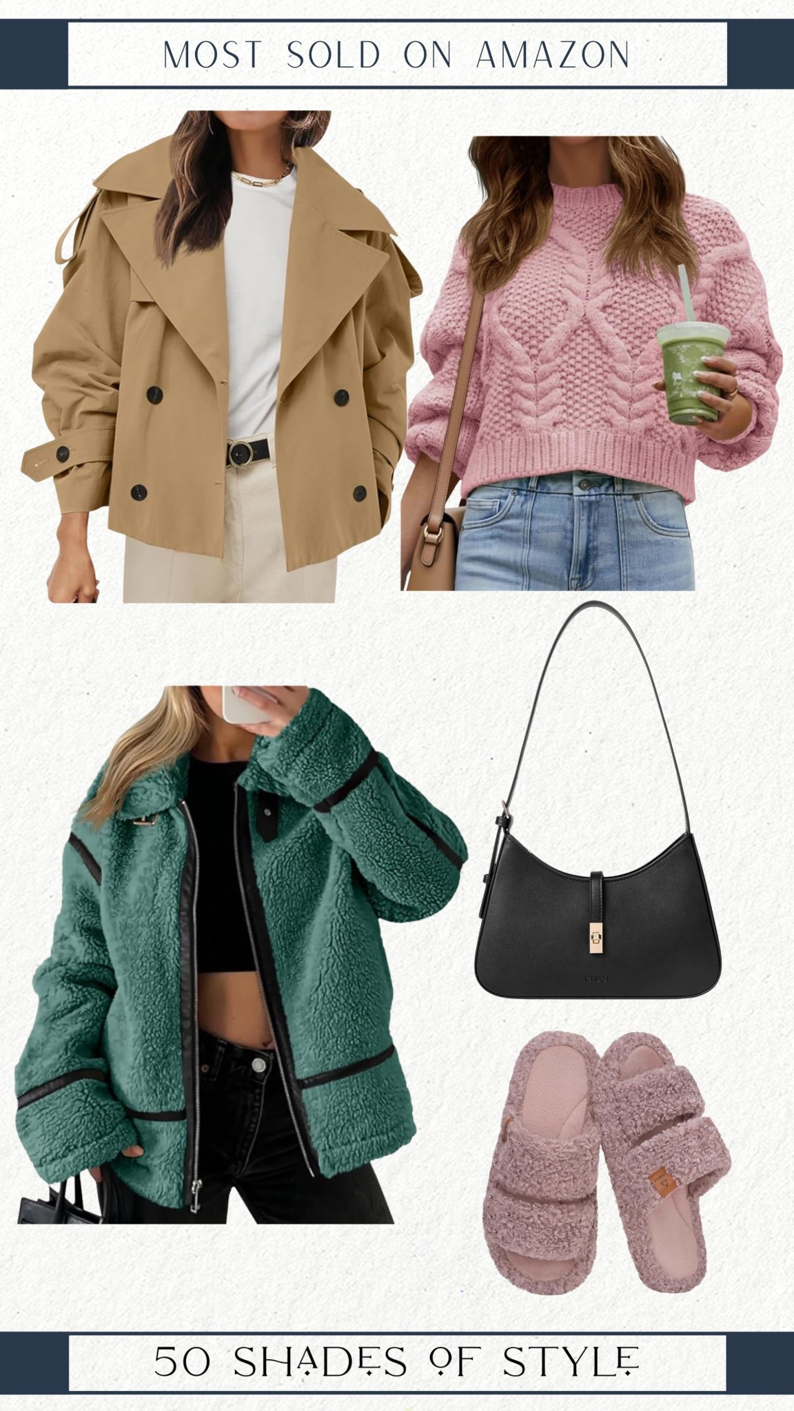 trench coat jacket, pink sweater, black handbag, green jacket, teddy slides

#LTKootd #LTKOver40 #LTKSeasonal