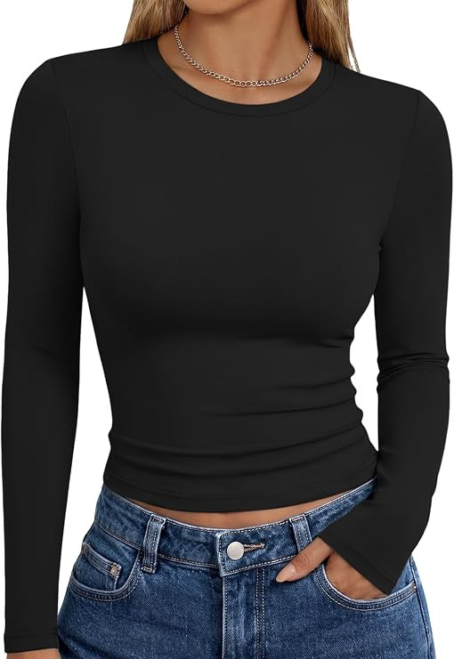 Trendy Queen Womens Long Sleeve T Shirts Fall Fashion Basic Y2K Tops 2026 | Amazon (US)