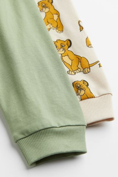 Sets in soft cotton jersey with a printed design. Tops with long sleeves. Pants with elasticized ... | H&M (US + CA)