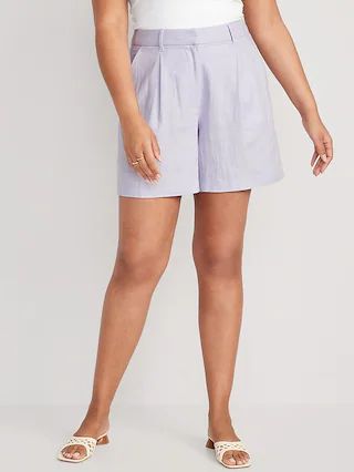 Extra High-Waisted Taylor Linen-Blend Trouser Shorts for Women -- 6-inch inseam | Old Navy (CA)