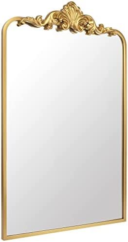 Ruomeng Traditional Wall Mirror, Baroque Inspired Wall Décor, Gold Accent Mirror for Vanity Entr... | Amazon (US)