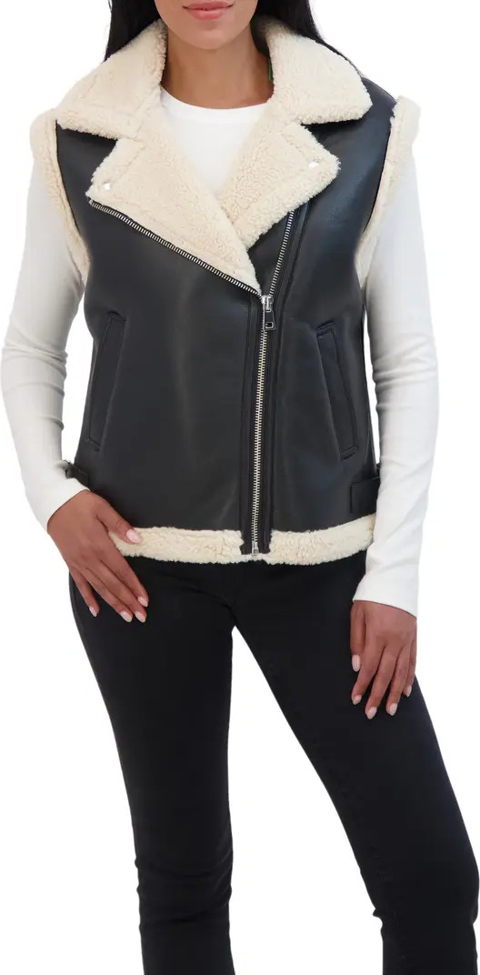 Faux Shearling Moto Zip Vest | Nordstrom Rack